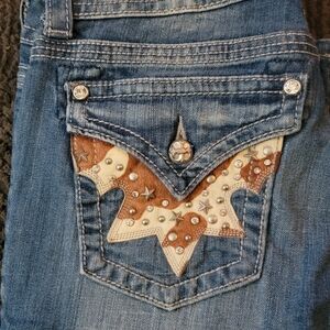 Embellished Blue Jeans with Star Design